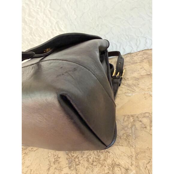 Vtg Coach black leather MEdium To Full Backpack Daypack 9791 w/brass Hardware main image 8